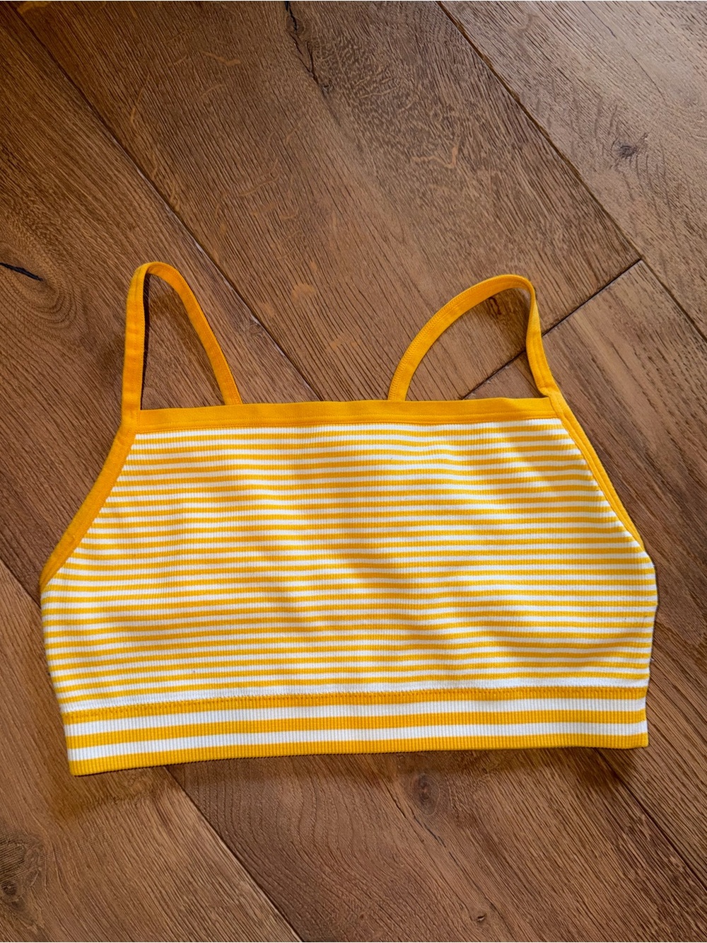 Colsie Yellow & White Striped Crop Tank Top